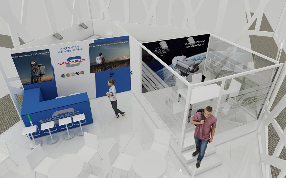 Progetto Stand Saccardo Elettromeccanica al Marmomac 2019 - Infodati ADV agenzia di comunicazione e marketing a Vicenza